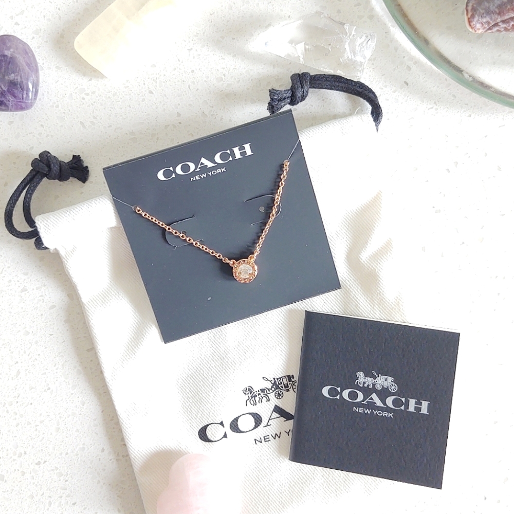 COACH ~ Signature Engraved Solitaire Pendant Necklace